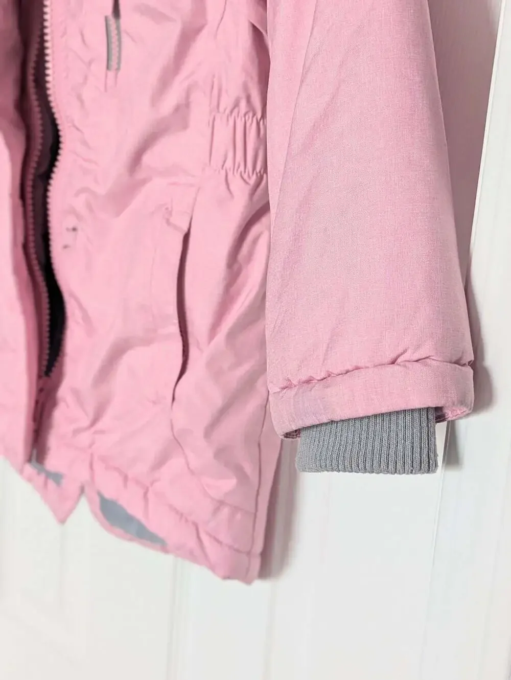OshKosh B'gosh Girls' (4T) Pink Puffer Jacket/Coat w/ Faux Fur Removable Hood